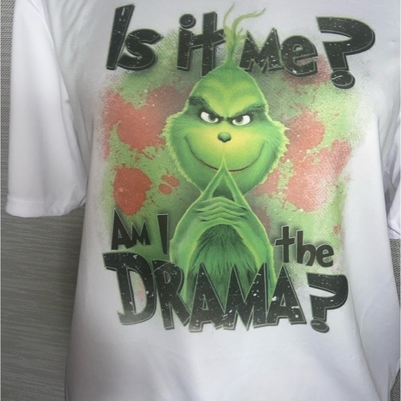 The grinch Tee, Is It Me Am I The Drama Grinch Shirt, White Unisex Tee - Picture 3 of 4